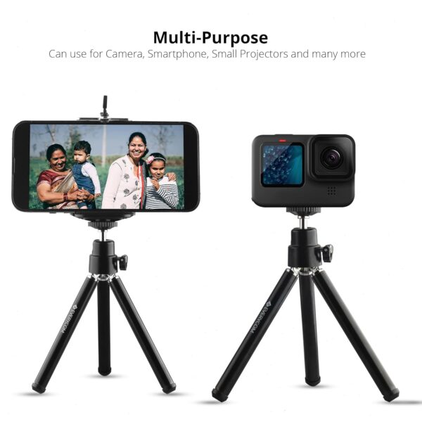 Everycom Mini Adjustable Tripod with Mount Ideal for All Mobile Phones and Digital Camera - Black - Image 4