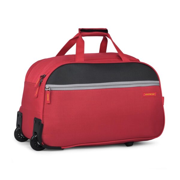 Aristocrat Enigma 52 Cm Polyester Softsided Cabin Size Duffle Trolley with Wheels - Red - Image 5