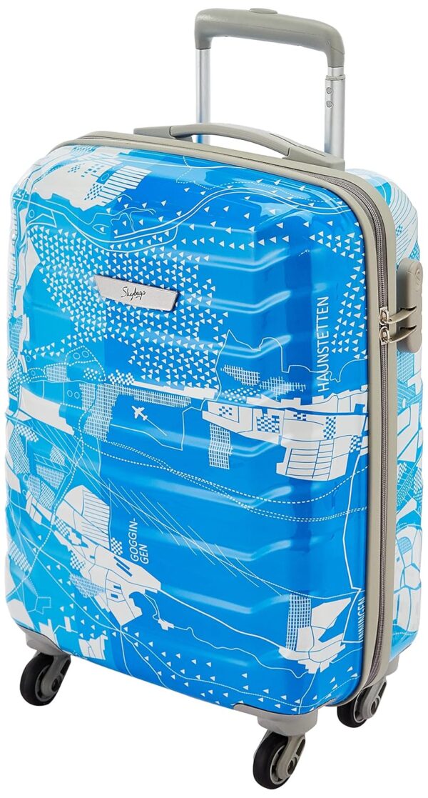 Skybags Trooper 55 Cms Small Cabin Polycarbonate Hardshell Sided 4 Spinner Wheels Luggage/Suitcase/Inline Trolley Bag- Blue And White, Large - Image 2
