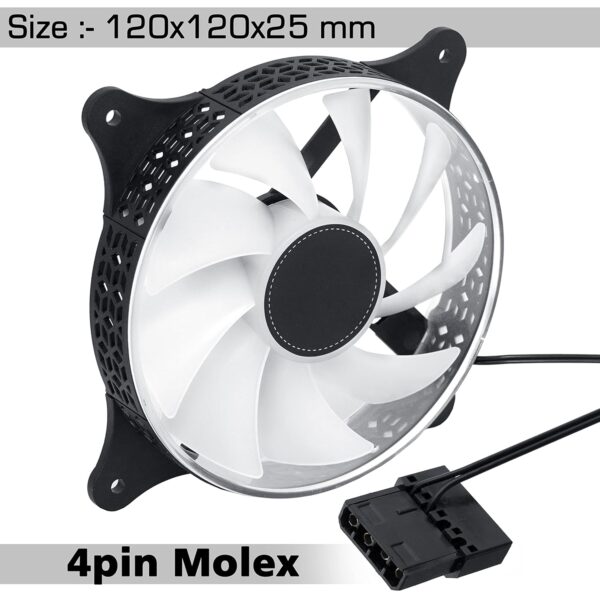 RiaTech 3 Pack RGB LED Series 120mm Case Fan For Pc, 1000 RPM, PWM connector Unique Ultra Quiet Long Life Gaming Cpu Cooler Fan - 4pin Molex connector - Image 5