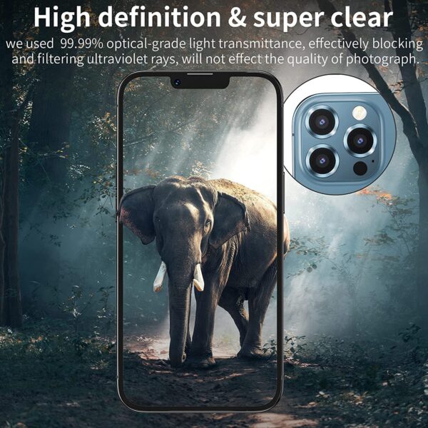 GadgetBite Camera Lens Protector for iPhone 13 Pro 6.1"& iPhone 13 Pro Max 6.7", Tempered Glass Camera Lens Protector Tempered Glass Lens Ring Cover for iPhone 13 Pro/iPhone 13 Pro Max (Sierra Blue) - Image 5