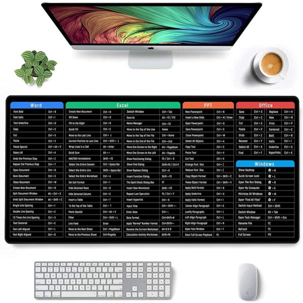 Seagull flight of fashion Large Extended Mouse Pad XXL with Non-Slip Rubber Base, Stitched Edge Mouse Mat for Laptop, Computer & Desk - 80 x 30 x 0.3 cm - Shortcut Keys Design - Image 7