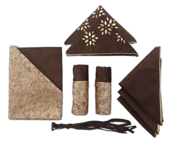 AVIRAL Velvet Modern Homesajja Premium Diwan Sheet With 2 Bolsters With Dori And 5 Cushion Covers (Brown, King) Set Of 8 - Image 3