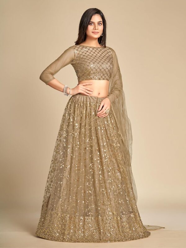 TRENDMALLS Women's Net Sequin Embroidery Lehenga Choli with Dupatta |Bridal Party Stylish Wedding Lehenga Choli for women - Image 10