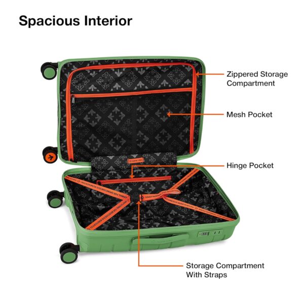 Nasher Miles Paris Hard-Sided Polypropylene Check-In Luggage Avacado Green 24 Inch |65 Cm 8 Wheels Trolley Bag,Medium,8 Spinner - Image 7
