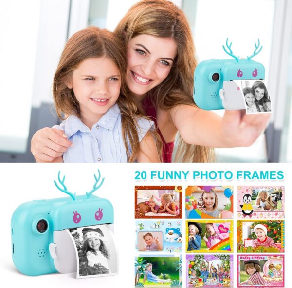 Leqtroniq 40MP Instant Digital Camera for Kids with Print Paper, Child Video Camcorder & Selfie Camera Toy 2.4 Inch Screen & 32GB TF Card (Sky Blue) - Image 3