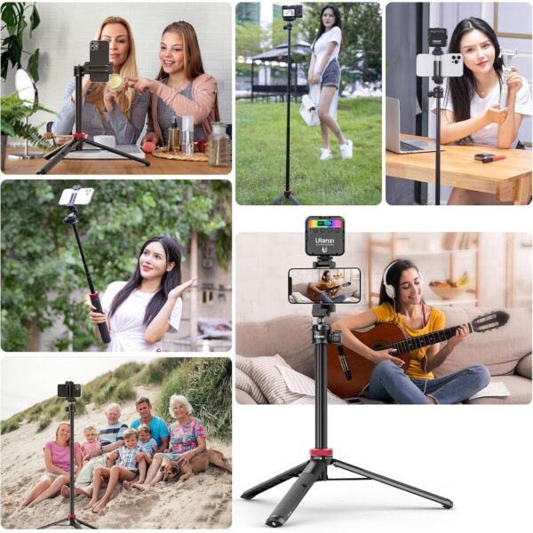 ULANZI MT-44 Extendable Phone Tripod, 44" Selfie Stick Phone Tripod Stand with 2 in 1 Phone Clip, 360� Ball Head Camera Tripod for iPhone Sony Canon GoPro, Lightweight for Travel - Image 9