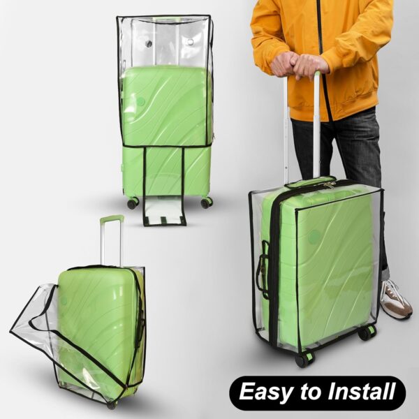 AQBAH 24inch Clear PVC Suitcase Zippered Dustproof Protective Cover for Wheeled Luggage Trolley Transparent Luggage Protecto(58 x 29 x 41 cm) - Image 7