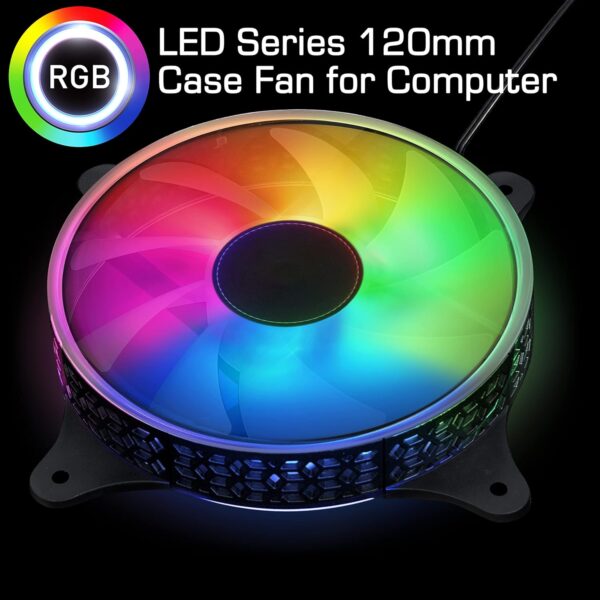 RiaTech 3 Pack RGB LED Series 120mm Case Fan For Pc, 1000 RPM, PWM connector Unique Ultra Quiet Long Life Gaming Cpu Cooler Fan - 4pin Molex connector - Image 8