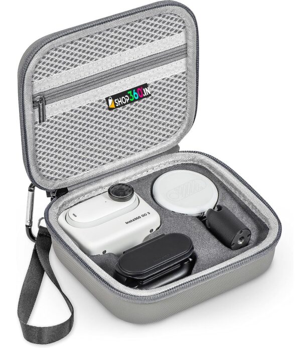 Careflection Polyurethane Carrying Case for Insta360 Go 3,Waterproof + Dustproof Storage Bag Double Layer Hand Carrying Box Portable Safe Travel Protector Fits Action Camera,Combo Kit,Cards-Grey - Image 2