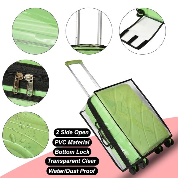 AQBAH 24inch Clear PVC Suitcase Zippered Dustproof Protective Cover for Wheeled Luggage Trolley Transparent Luggage Protecto(58 x 29 x 41 cm) - Image 4