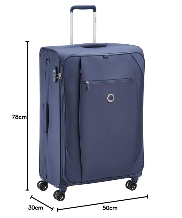 Delsey Paris Rami 78 cms Large Check-in Polyester Soft-sided 8 Wheels Spinner Luggage/Suitcase/Trolley Bag for travel (Blue) - Image 8