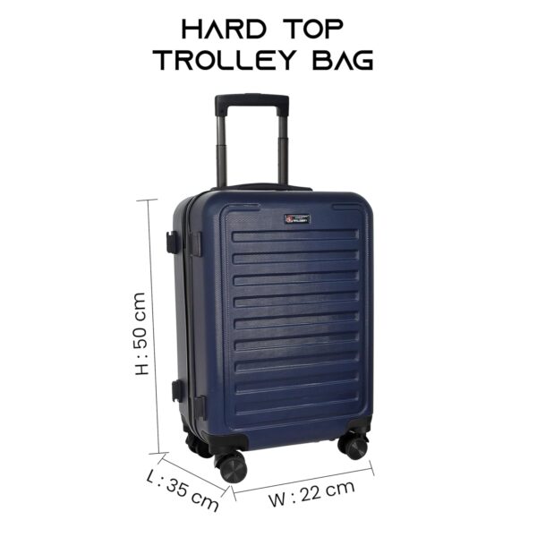 Swiss Military 20 Inch Luggage, Unbreakable Polycarbonate Cabin Size Luggage Blue Color, Textured Hard-Sided Trolley Luggage/Suitcases, HTL99, Blue - Image 6