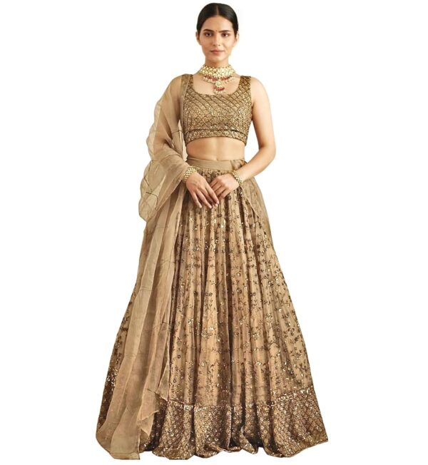 TRENDMALLS Women's Net Sequin Embroidery Lehenga Choli with Dupatta |Bridal Party Stylish Wedding Lehenga Choli for women - Image 2