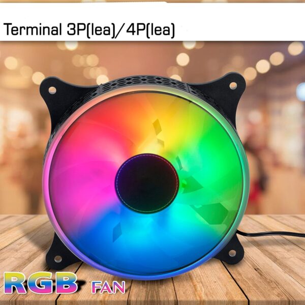 RiaTech 3 Pack RGB LED Series 120mm Case Fan For Pc, 1000 RPM, PWM connector Unique Ultra Quiet Long Life Gaming Cpu Cooler Fan - 4pin Molex connector - Image 10