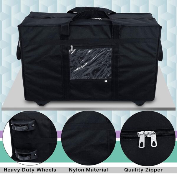 Storite Nylon 70 Cm Large Travel Duffle Bag Luggage Storage Trolley Bag Luggage Bag for Travel with Five Wheels & Front Transparent Pocket (Black, 70 x 27.5 x 45 cm) - Image 4