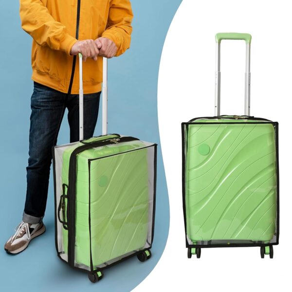 AQBAH 24inch Clear PVC Suitcase Zippered Dustproof Protective Cover for Wheeled Luggage Trolley Transparent Luggage Protecto(58 x 29 x 41 cm) - Image 8