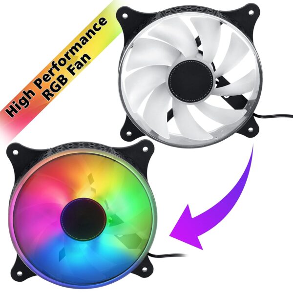 RiaTech 3 Pack RGB LED Series 120mm Case Fan For Pc, 1000 RPM, PWM connector Unique Ultra Quiet Long Life Gaming Cpu Cooler Fan - 4pin Molex connector - Image 7
