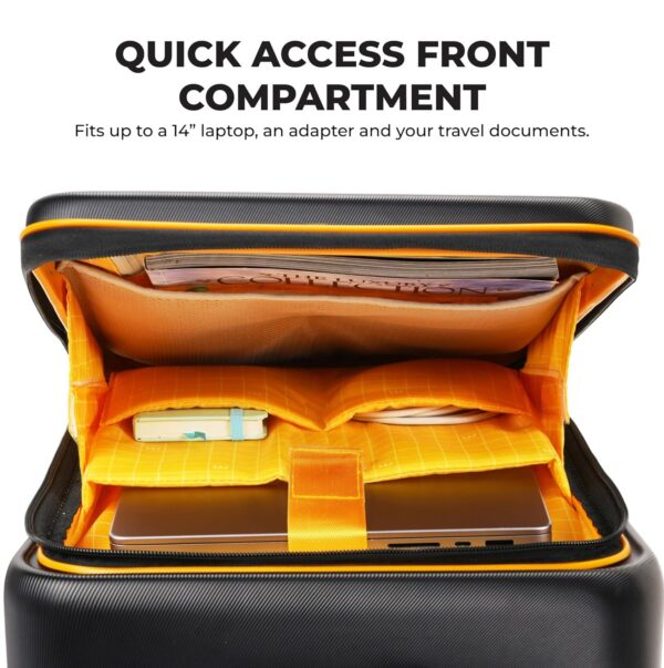 MOKOBARA Polycarbonate The Transit Cabin Pro Luggage Small Cabin Size Poly-Carbonate Hard Sided 8 Hinomoto Wheels Suitcase for Travelling (Black & Yellow, 56 cm) - Image 5