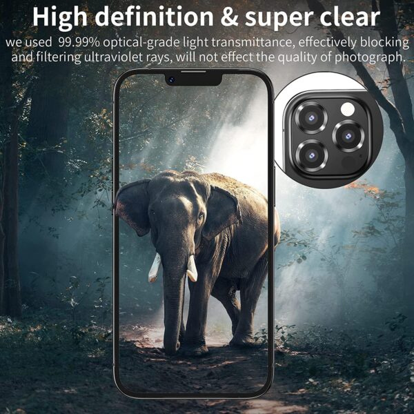 GadgetBite Camera Lens Protector for iPhone 13 Pro 6.1"& iPhone 13 Pro Max 6.7", Tempered Glass Camera Lens Protector Tempered Glass Lens Ring Cover Fit for iPhone 13 Pro/iPhone 13 Pro Max (Black). - Image 5