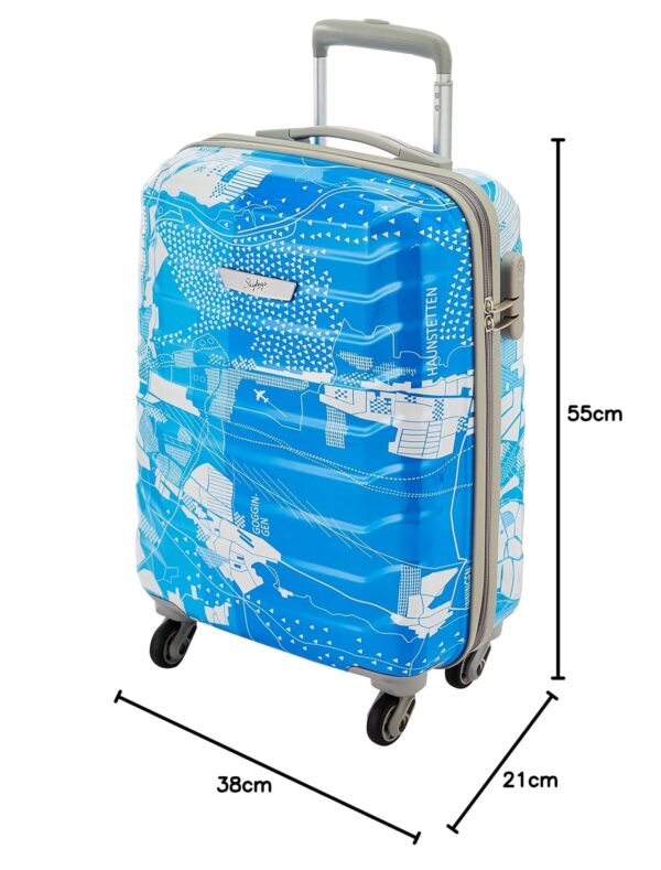 Skybags Trooper 55 Cms Small Cabin Polycarbonate Hardshell Sided 4 Spinner Wheels Luggage/Suitcase/Inline Trolley Bag- Blue And White, Large - Image 10