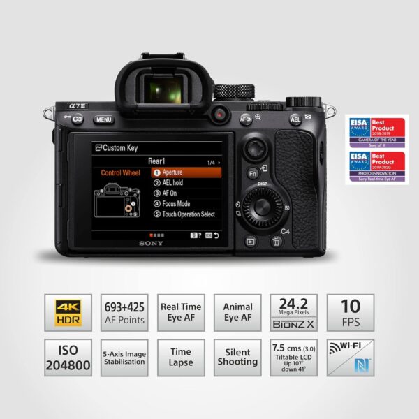 Sony Alpha ILCE-7M3K Full-Frame 24.2MP Mirrorless Digital SLR Camera with 28-70mm Zoom Lens | 4K Full Frame | Real-Time Eye Auto Focus | Tiltable LCD, Low Light Camera - Black - Image 3