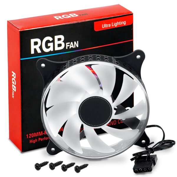 RiaTech 3 Pack RGB LED Series 120mm Case Fan For Pc, 1000 RPM, PWM connector Unique Ultra Quiet Long Life Gaming Cpu Cooler Fan - 4pin Molex connector - Image 4