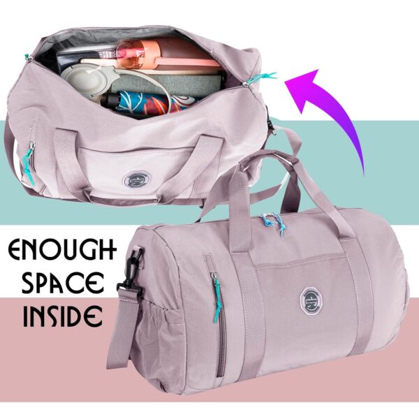 Storite Nylon 30cm Imported Luggage Travel Duffel Bag, Outdoor Weekend Duffel Bag, Trendy Duffle Bag for Women (Light Purple-47 x 25 x 30 Cm) - Image 6