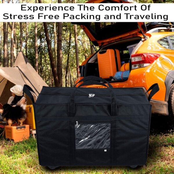 Storite Nylon 70 Cm Large Travel Duffle Bag Luggage Storage Trolley Bag Luggage Bag for Travel with Five Wheels & Front Transparent Pocket (Black, 70 x 27.5 x 45 cm) - Image 9