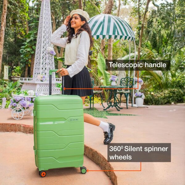 Nasher Miles Paris Hard-Sided Polypropylene Check-In Luggage Avacado Green 24 Inch |65 Cm 8 Wheels Trolley Bag,Medium,8 Spinner - Image 6