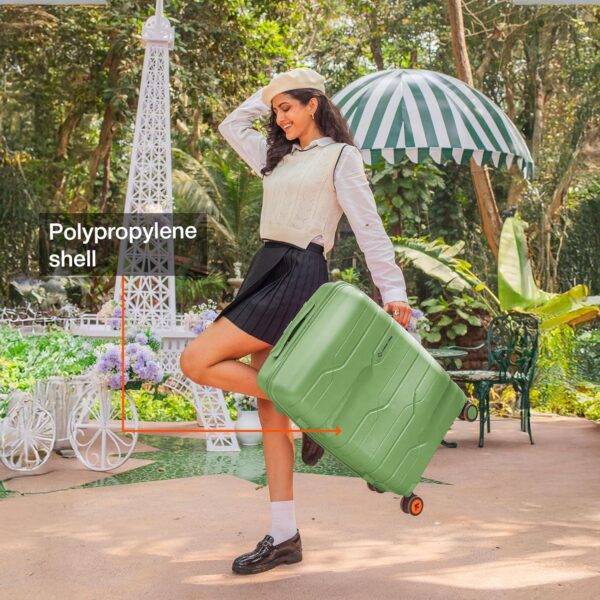 Nasher Miles Paris Hard-Sided Polypropylene Check-In Luggage Avacado Green 24 Inch |65 Cm 8 Wheels Trolley Bag,Medium,8 Spinner - Image 4
