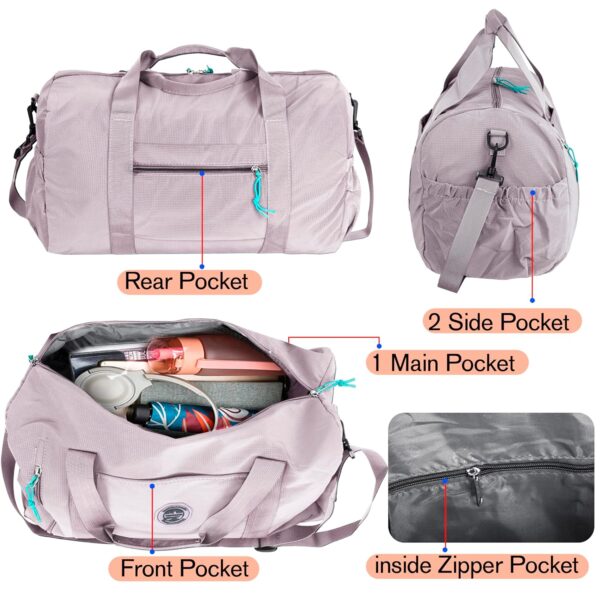 Storite Nylon 30cm Imported Luggage Travel Duffel Bag, Outdoor Weekend Duffel Bag, Trendy Duffle Bag for Women (Light Purple-47 x 25 x 30 Cm) - Image 4