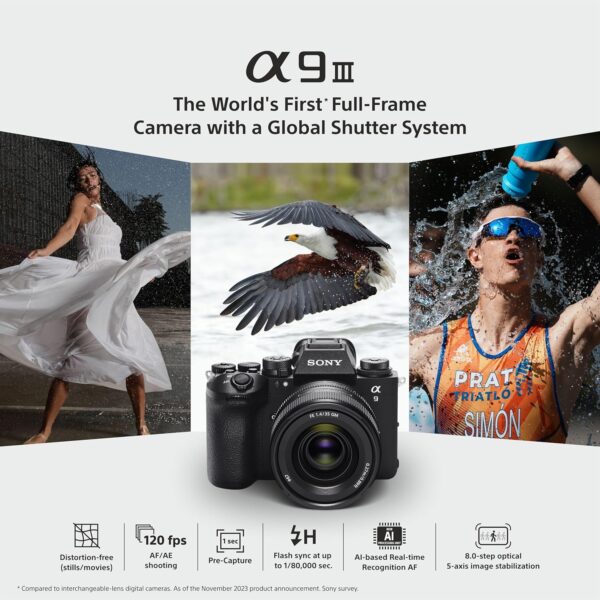 Sony Alpha ILCE-9M3 Full-Frame Interchangeable-Lens Mirrorless Camera (Body Only) | Global Shutter System | 24.6 MP | 120fps with AF/AE Tracking | 4K 120p Without cropping - Black - Image 3