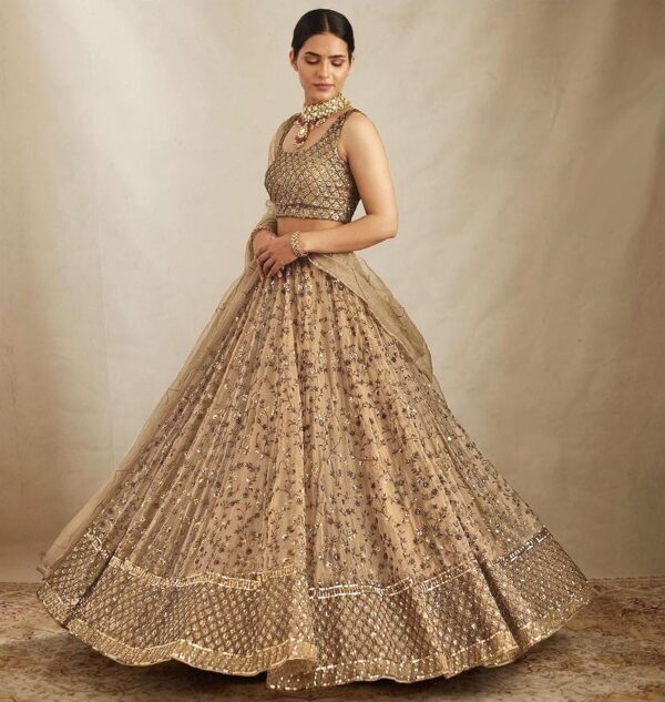 TRENDMALLS Women's Net Sequin Embroidery Lehenga Choli with Dupatta |Bridal Party Stylish Wedding Lehenga Choli for women - Image 5