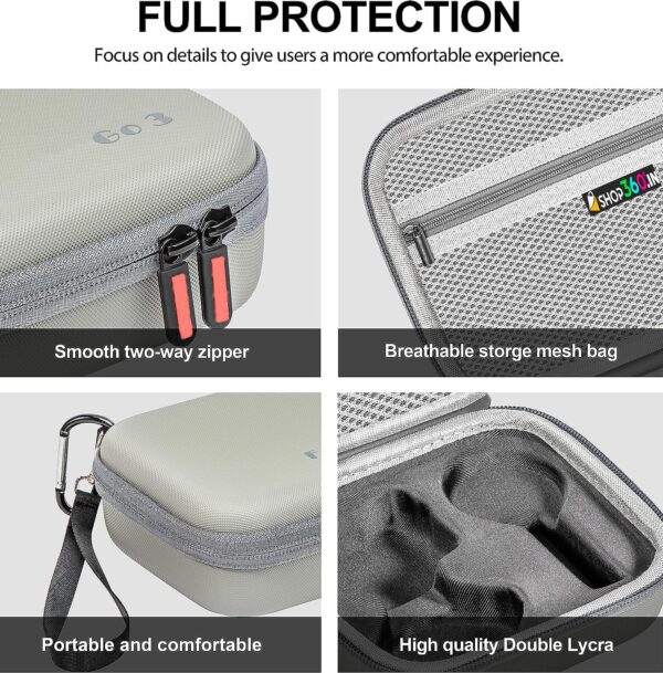 Careflection Polyurethane Carrying Case for Insta360 Go 3,Waterproof + Dustproof Storage Bag Double Layer Hand Carrying Box Portable Safe Travel Protector Fits Action Camera,Combo Kit,Cards-Grey - Image 5