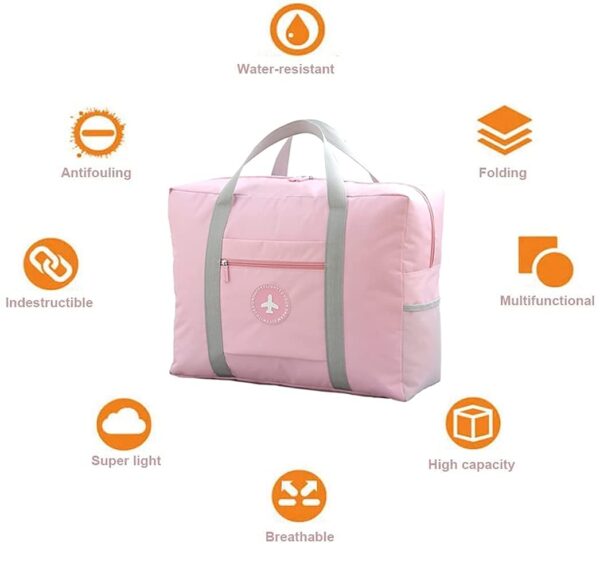 Zeinwap Travel Bags for Luggage Spacious with Pockets Foldable Weekender Zipper Duffle Bag for Travel Stylish Handbag Conveniently Carry on Trolley Bag Waterproof - 44 x 18 x 35 cm (Pink) - Image 8