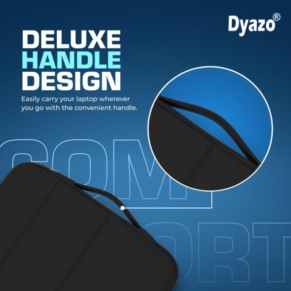 Dyazo Water Resistant 14.1 Inch Laptop Sleeves Case Cover with Handle & 2 Front Accessories Pocket | Compatible for Mac Book Pro, Lenovo, Hp, Mi, Dell & Other Notebooks Up to 14 Inches (Black) - Image 4
