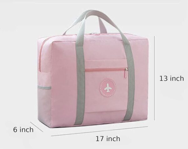 Zeinwap Travel Bags for Luggage Spacious with Pockets Foldable Weekender Zipper Duffle Bag for Travel Stylish Handbag Conveniently Carry on Trolley Bag Waterproof - 44 x 18 x 35 cm (Pink) - Image 4