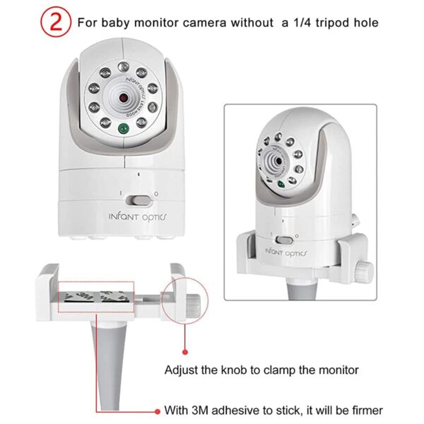 ZORBES® Baby Monitor Stand Baby Camera Stand Flexible Monitor Fits Infant Optics DXR 8 and DXR-8 Pro and other baby monitors,can be fixed to the crib frame or furniture (Stand only) - Image 7