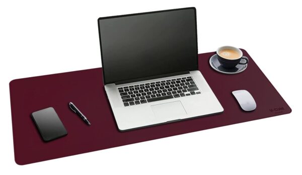 V-CUBE Designs Premium Vegan Leather Desk Mat 75X40cm 2.4mm Thick & Padded Laptop Mat/Extended Mouse Pad/Stitched, Reversible, Sturdy Deskspread |High Tear/Peel Strength|Anti-Slip,Splash-Proof| Maroon - Image 9