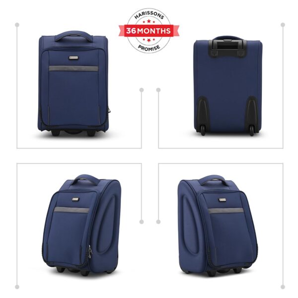 HARISSONS Sleek 38L Overnighter Trolley Bag with Wheel for Travel | Small Cabin Luggage Suitcase for Men & Women (Navy) - Image 6