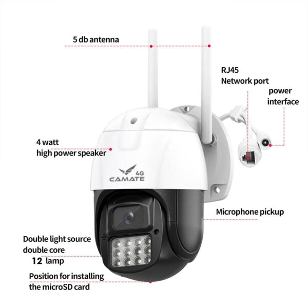 Camate Eclipse 4G Sim Based 3MP Wireless Outdoor Smart CCTV Camera, Pan & Tilt, Two-Way Talk, Coloured Night Vision, Motion Detection & Tracking, Alarm, Upto 256GB Micro SD Support - Image 7