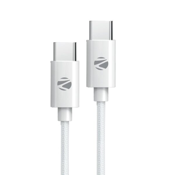 ZEBRONICS Type C to Type C Strong Braided Cable, 60W PD Fast Charging, for iPhone 16 Series, 15 Series, iPad, MacBook, Samsung, Other Android Devices, Data Sync, 1 Meter (ZEB-TT60+) - Image 2