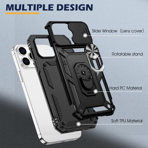 ZORBES TPU Phone Cover For Iphone 13 Pro Max With Stand, Iphone 13 Pro Max Cover With Camera Protection, Heavy Duty Shockproof Protective Iphone 13 Pro Max Case/Back Cover With Slide - Image 4