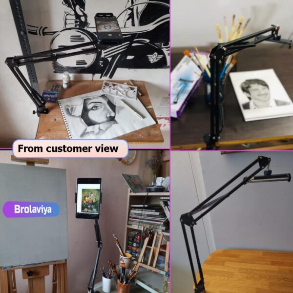 BROLAVIYA Tabletop Cell Phone Tablet Stand, Gooseneck Flexible Lazy Arm Bracket for Both Mobiles and Tablets Device 4~11 inches Diagonal inches Display Mount for Desktop Bedroom, Office, Kitchen - Image 6