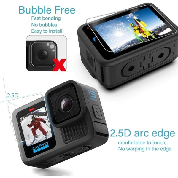 Action Pro Tempered Glass Compatibile with GoPro Hero 13 Black screen protector flim ＆ Camera Lens Protector, Tempered Glass, High Definition Clear, Case Friendly, Anti-Scratch (Pack of 3) - Image 7