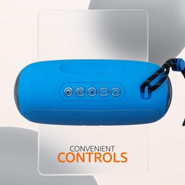 amazon basics B10 10W RMS Bluetooth Speaker with 2000 mAh Battery | Up to 8 hrs of Playback | RGB | Bluetooth 5.3, AUX in, USB & Micro SD Card Connectivity | Type-C Charging (Blue) - Image 8