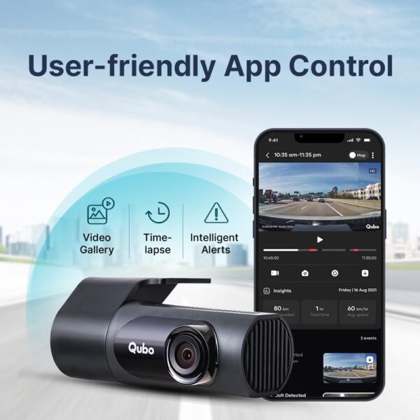 Qubo Car Dash Camera Pro X 3MP 1296p from Hero Group | Made in India | Super Capacitor| Wide Angle View | Emergency Recording | SD Card Upto 1TB Supported | Easy DIY Set Up | (Space Grey) - Image 6