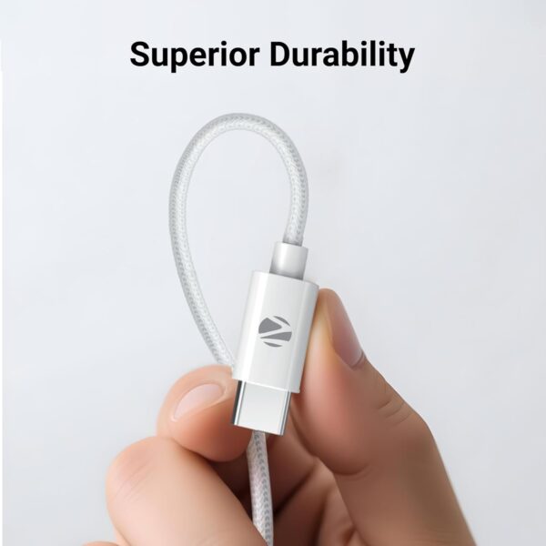 ZEBRONICS Type C to Type C Strong Braided Cable, 60W PD Fast Charging, for iPhone 16 Series, 15 Series, iPad, MacBook, Samsung, Other Android Devices, Data Sync, 1 Meter (ZEB-TT60+) - Image 7