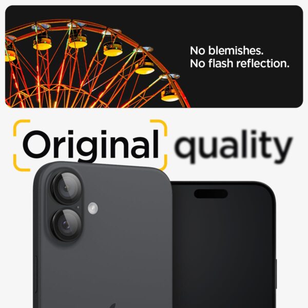 Spigen EZ Fit Optik Pro Tempered Glass Camera Lens Protector Guard for iPhone 16/16 Plus (Black) - 2 Pack - Image 6